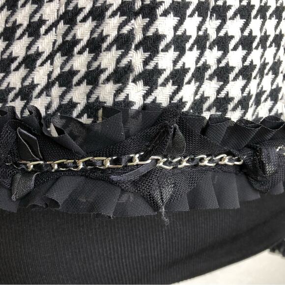 WHBM black and white houndstooth ruffle trim blazer size 8 - Picture 10 of 16